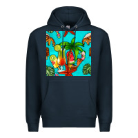 Navy summer drinks and ice cream Premium Hoodie - BundleAndBundleShop
