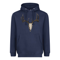 Navy deer skull Heavyweight Hoodie - RanaPortraitStore