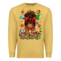 Antique Gold santa's favorite secretary afro messy bun Premium Sweatshirt - texasbilliewilder