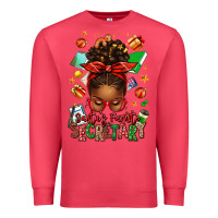 Cardinal santa's favorite secretary afro messy bun Premium Sweatshirt - texasbilliewilder