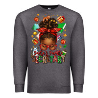 Charcoal Heather santa's favorite secretary afro messy bun Premium Sweatshirt - texasbilliewilder