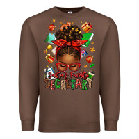 Chestnut santa's favorite secretary afro messy bun Premium Sweatshirt - texasbilliewilder