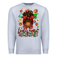 Santa's Favorite Secretary Afro Messy Bun Premium Sweatshirt | Teevron