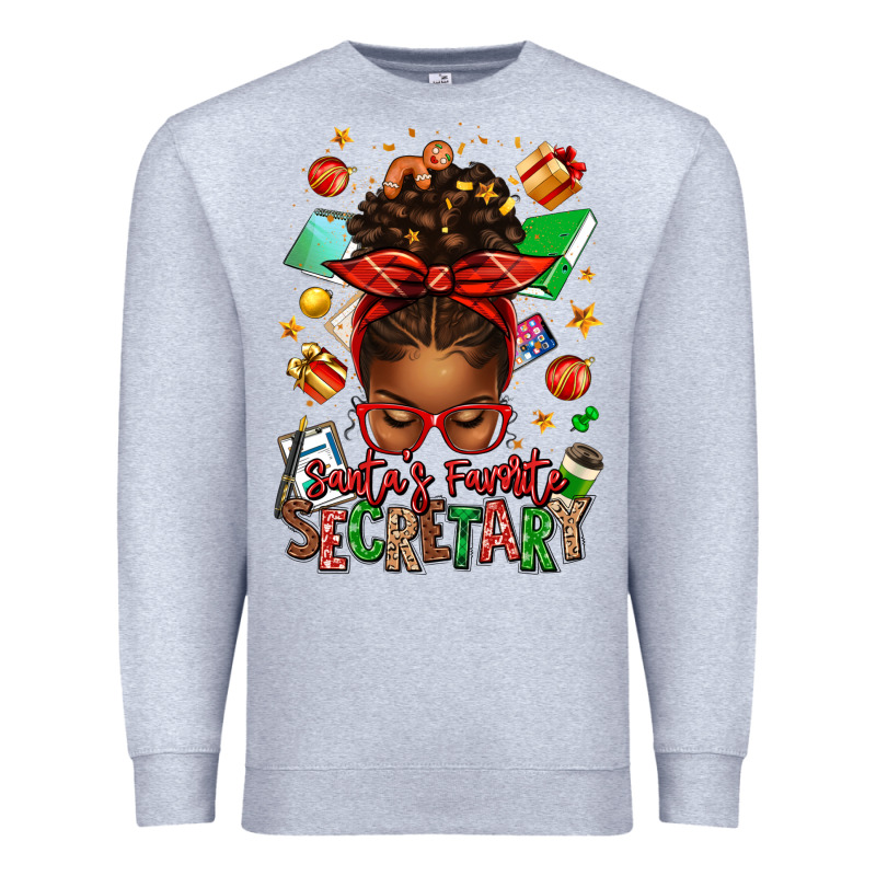 Santa's Favorite Secretary Afro Messy Bun Premium Sweatshirt by texasbilliewilder | Teevron