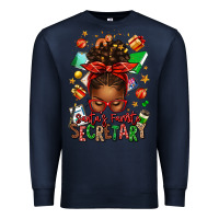 Navy santa's favorite secretary afro messy bun Premium Sweatshirt - texasbilliewilder