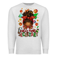 Oatmeal Heather santa's favorite secretary afro messy bun Premium Sweatshirt - texasbilliewilder