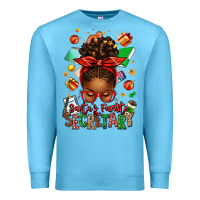 Ocean Blue santa's favorite secretary afro messy bun Premium Sweatshirt - texasbilliewilder