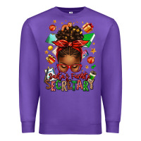Purple santa's favorite secretary afro messy bun Premium Sweatshirt - texasbilliewilder