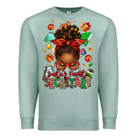 Seafoam santa's favorite secretary afro messy bun Premium Sweatshirt - texasbilliewilder