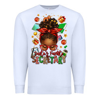 White santa's favorite secretary afro messy bun Premium Sweatshirt - texasbilliewilder