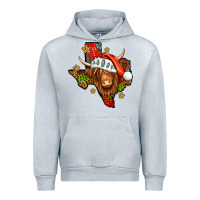 Heather Grey Shaggy cow Texas Christmas Urban Hoodie - Jasminsmagicworld