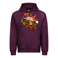 Mauve Wine Shaggy cow Texas Christmas Urban Hoodie - Jasminsmagicworld