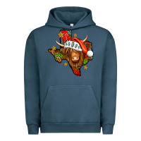 Pigment Midnight Navy Shaggy cow Texas Christmas Urban Hoodie - Jasminsmagicworld