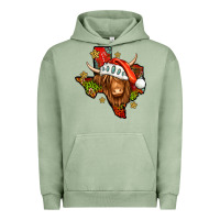 Pigment Oil Green Shaggy cow Texas Christmas Urban Hoodie - Jasminsmagicworld