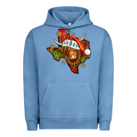 Pigment Pebble Blue Shaggy cow Texas Christmas Urban Hoodie - Jasminsmagicworld