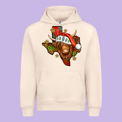 Shaggy Cow Texas Christmas Urban Hoodie Designed By Jasminsmagicworld