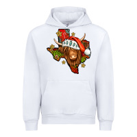 White Shaggy cow Texas Christmas Urban Hoodie - Jasminsmagicworld