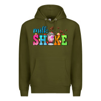 Army Green milk shake with chocolate heart Premium Hoodie - AdoDesignShop
