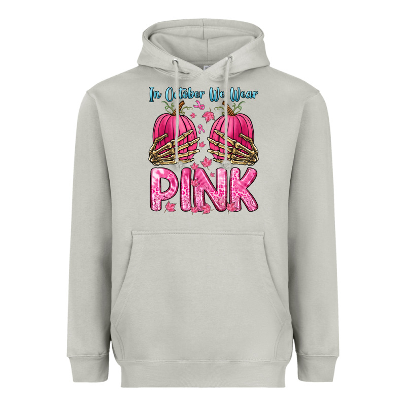 In October We Wear Pink Heavyweight Hoodie by Zillion Design Studio | Teevron