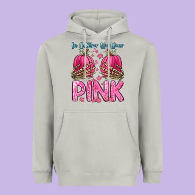 In October We Wear Pink Heavyweight Hoodie Designed By Zillion Design Studio