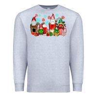 Heather Grey christmas gnomes coffee cups Premium Sweatshirt - texasbilliewilder