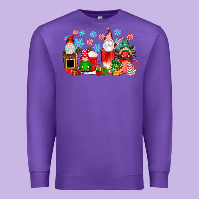 Christmas Gnomes Coffee Cups Premium Sweatshirt Designed By Texasbilliewilder