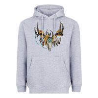 Heather Grey boho deer skull sunflowers and gemstone Heavyweight Hoodie - RanaPortraitStore