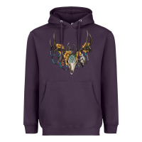Plum boho deer skull sunflowers and gemstone Heavyweight Hoodie - RanaPortraitStore