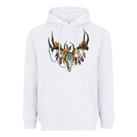 White boho deer skull sunflowers and gemstone Heavyweight Hoodie - RanaPortraitStore