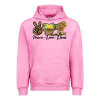 Fuchsia Pink peace love lions Urban Hoodie - LillyAllenDesigns
