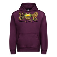 Mauve Wine peace love lions Urban Hoodie - LillyAllenDesigns