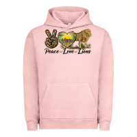 Pigment Salmon peace love lions Urban Hoodie - LillyAllenDesigns
