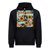 Black serape cowhide sunflowers seamless pattern 12inch Urban Hoodie - Jasminsmagicworld