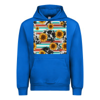 Cobalt serape cowhide sunflowers seamless pattern 12inch Urban Hoodie - Jasminsmagicworld