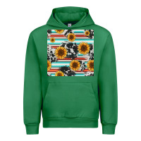 Emerald serape cowhide sunflowers seamless pattern 12inch Urban Hoodie - Jasminsmagicworld