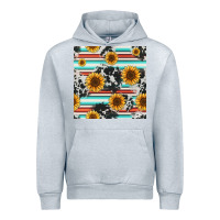 Heather Grey serape cowhide sunflowers seamless pattern 12inch Urban Hoodie - Jasminsmagicworld