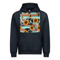 Navy serape cowhide sunflowers seamless pattern 12inch Urban Hoodie - Jasminsmagicworld