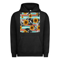 Pigment Black serape cowhide sunflowers seamless pattern 12inch Urban Hoodie - Jasminsmagicworld