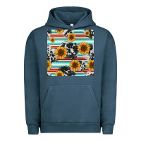 Pigment Midnight Navy serape cowhide sunflowers seamless pattern 12inch Urban Hoodie - Jasminsmagicworld