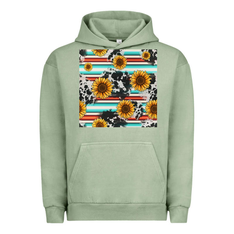 Serape Cowhide Sunflowers Seamless Pattern 12inch Urban Hoodie by Jasminsmagicworld | Teevron