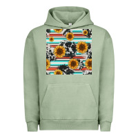 Pigment Oil Green serape cowhide sunflowers seamless pattern 12inch Urban Hoodie - Jasminsmagicworld