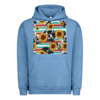 Pigment Pebble Blue serape cowhide sunflowers seamless pattern 12inch Urban Hoodie - Jasminsmagicworld