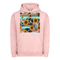 Pigment Salmon serape cowhide sunflowers seamless pattern 12inch Urban Hoodie - Jasminsmagicworld