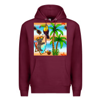 Burgundy tropical animals seamless pattern Premium Hoodie - BundleAndBundleShop