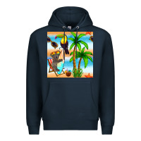 Navy tropical animals seamless pattern Premium Hoodie - BundleAndBundleShop