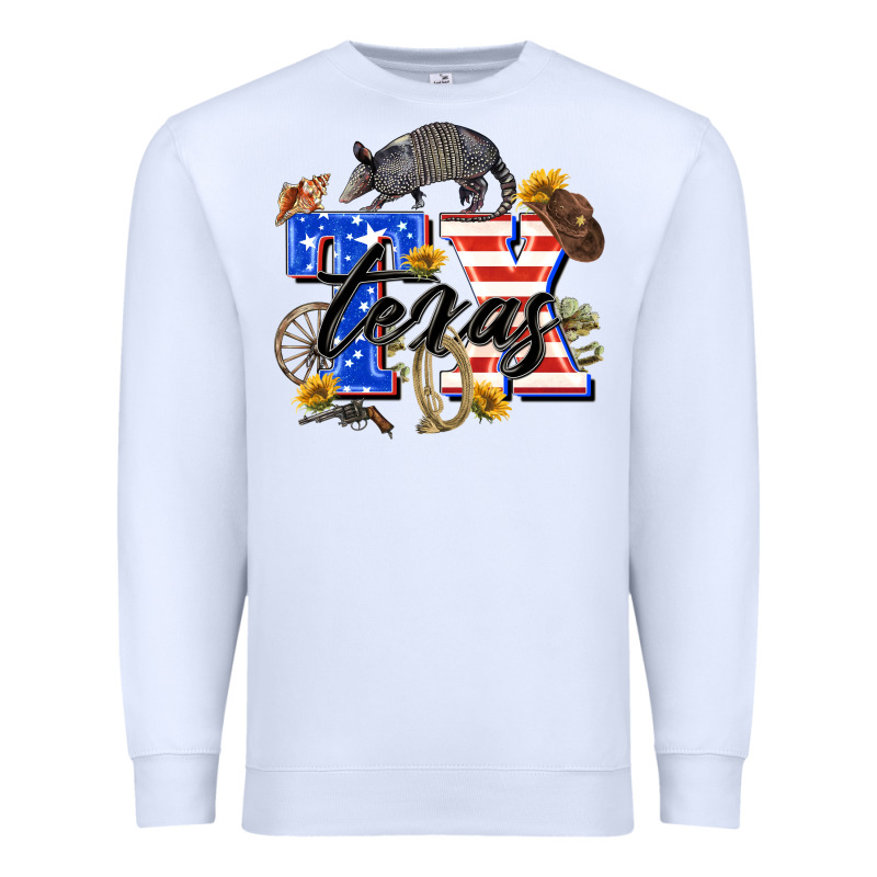 Texas Tx Premium Sweatshirt by Zillion Design Studio | Teevron