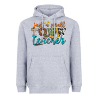 Heather Grey just a small town teacher Heavyweight Hoodie - texasbilliewilder