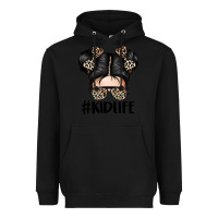 Black kid life leopard messy bun Heavyweight Hoodie - texasbilliewilder