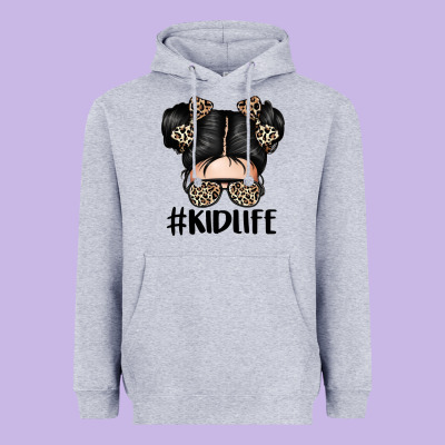 Kid Life Leopard Messy Bun Heavyweight Hoodie Designed By Texasbilliewilder