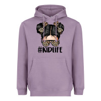 Lavender kid life leopard messy bun Heavyweight Hoodie - texasbilliewilder